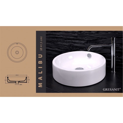 LAVABO MALIBU BLANCO DIAMETRO 42 ALTURA 12.5 CM. LAVABO MALIBU BLANCO DIAMETRO 42 ALTURA 12.5 CM.