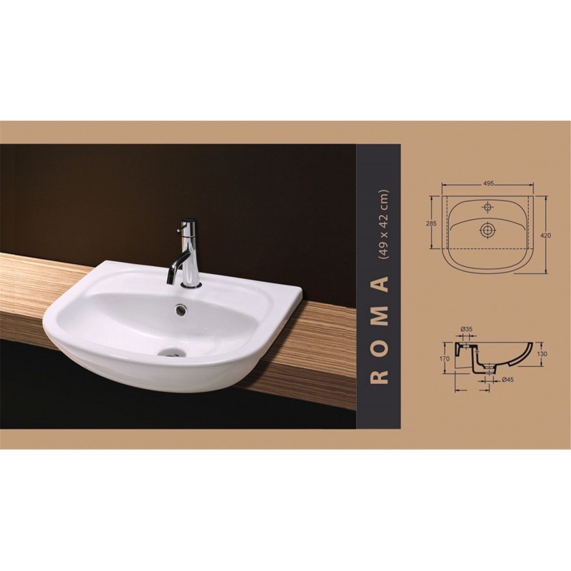 Lavabo ROMA Blanco - Distribuciones Sanimex